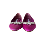 Manolo Blahnik Fuchsia Satin Lurum Crystal-Embellished Ballet Flats — Size 36.5 - Image 2