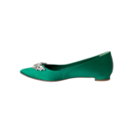 Manolo Blahnik Green Satin Lurum Crystal-Embellished Ballet Flats — Size 36.5 - Image 5