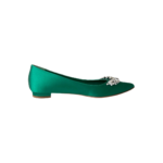 Manolo Blahnik Green Satin Lurum Crystal-Embellished Ballet Flats — Size 36.5 - Image 6