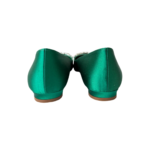 Manolo Blahnik Green Satin Lurum Crystal-Embellished Ballet Flats — Size 36.5 - Image 7