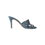 Gina Loren Blue Croc-Embossed Leather Crystal-Embellished Sandals — 4 1/2 (Size 37.5) - Image 6