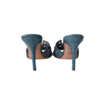 Gina Loren Blue Croc-Embossed Leather Crystal-Embellished Sandals — 4 1/2 (Size 37.5) - Image 7