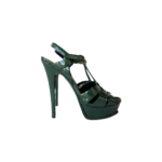Saint Laurent Tribute Platform Sandals Green Patent Leather – Size 37 - Image 5