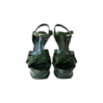 Saint Laurent Tribute Platform Sandals Green Patent Leather – Size 37 - Image 3