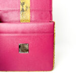 S'uvimol Bi Color (Yellow Python and Fuchsia Interior) Square F Top Handle Bag - Image 3
