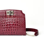 Mayam Burgundy Croc Embossed Shoulder Bag - Image 2