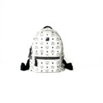 MCM White/Black Visetos Coated Canvas Studded Stark-Bebe Boo Backpack