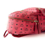 MCM Ruby Red Leather Visetos Small Side Studs Stark Backpack - Image 4