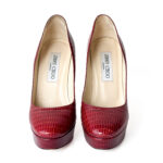 Jimmy Choo Red Lizard Embossed Leather Cosmic Platform Pumps Size 35 - Image 5