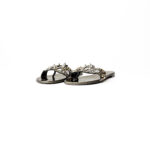 Giuseppe Zanotti Gold Leather Crystal and Rock Embellished Thong Flats Size 36.5
