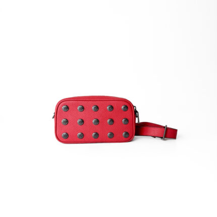 Balmain Poppy Red Pebbled Leather B-Belt Bag / Camera Bag