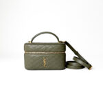 Saint Laurent Gaby Micro Olive Green Quilted Lambskin Vanity Case