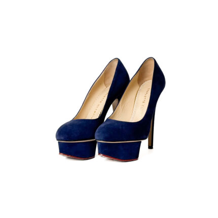 Charlotte Olympia Blue Suede Dolly Platform Pumps – Size 35.5