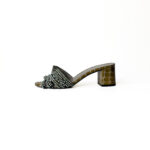 Gina London Crystal Olive Croc-Embossed Leather Strap Block-Heel Mules – Size 39 - Image 2