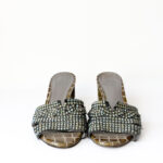 Gina London Crystal Olive Croc-Embossed Leather Strap Block-Heel Mules – Size 39 - Image 4