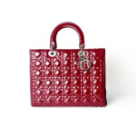 Christian Dior Cherry Red Cannage Patent Leather Large Lady Dior Bag - Image 3