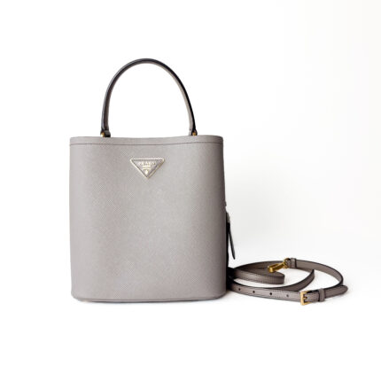 Prada Panier Grey Saffiano Leather Bag