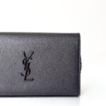 Saint Laurent Cassandre Matelassé Chain Wallet (So Black) - Image 2